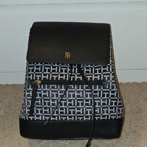 Tommy Hilfiger Black and White Geometric Backpack